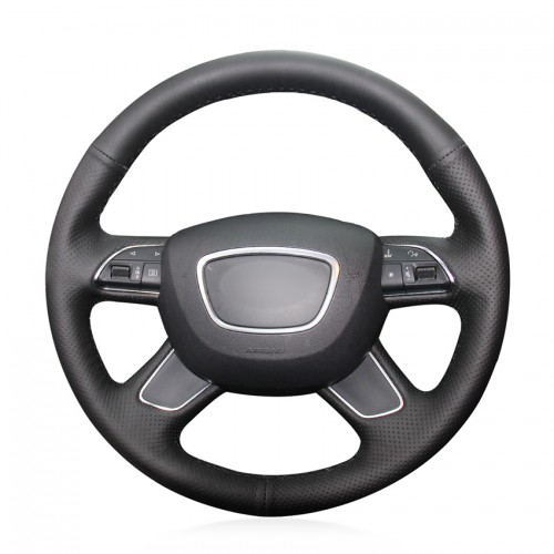 Loncky Auto Custom Fit OEM Black Genuine Leather Car Steering Wheel